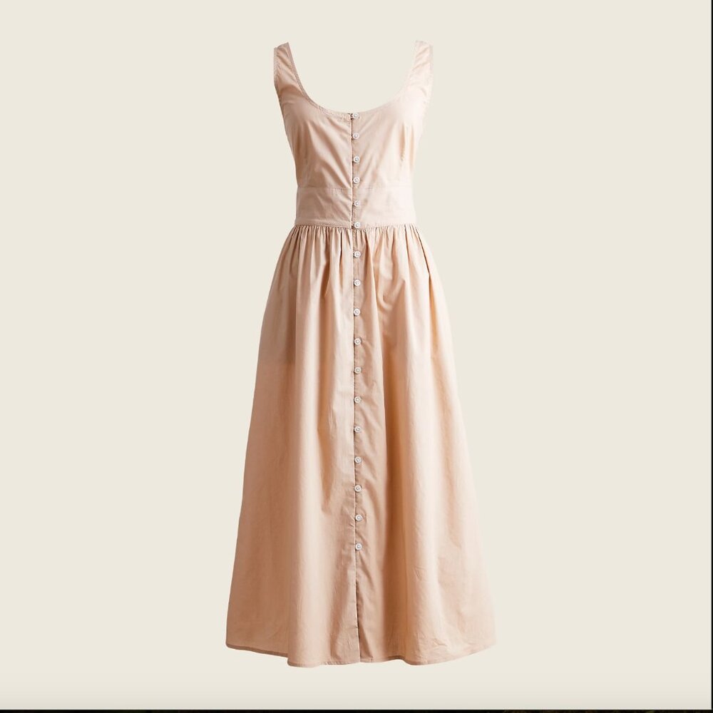 J Crew Button-front cotton poplin dress